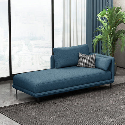 Nordic Cushioned Chaise Lounge Pine Chaise with Recessed Arms for Bedroom and Living Room