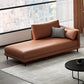 Nordic Cushioned Chaise Lounge Pine Chaise with Recessed Arms for Bedroom and Living Room
