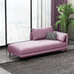 Nordic Cushioned Chaise Lounge Pine Chaise with Recessed Arms for Bedroom and Living Room