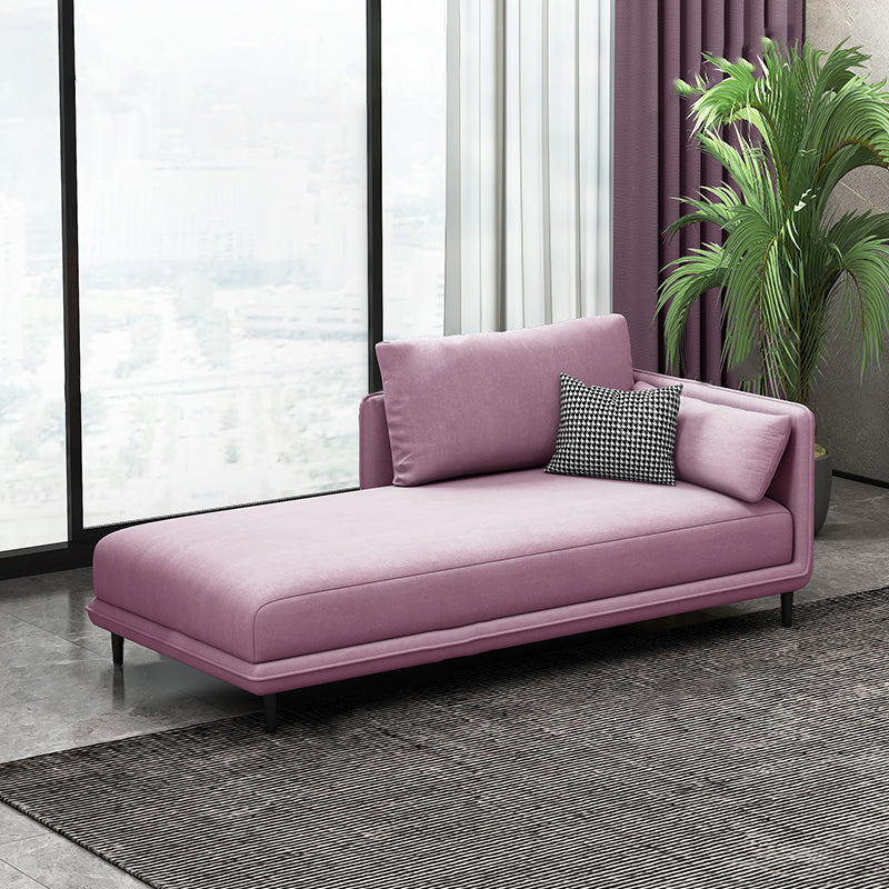 Nordic Cushioned Chaise Lounge Pine Chaise with Recessed Arms for Bedroom and Living Room