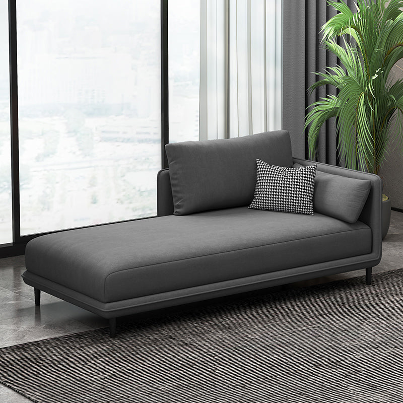 Nordic Cushioned Chaise Lounge Pine Chaise with Recessed Arms for Bedroom and Living Room