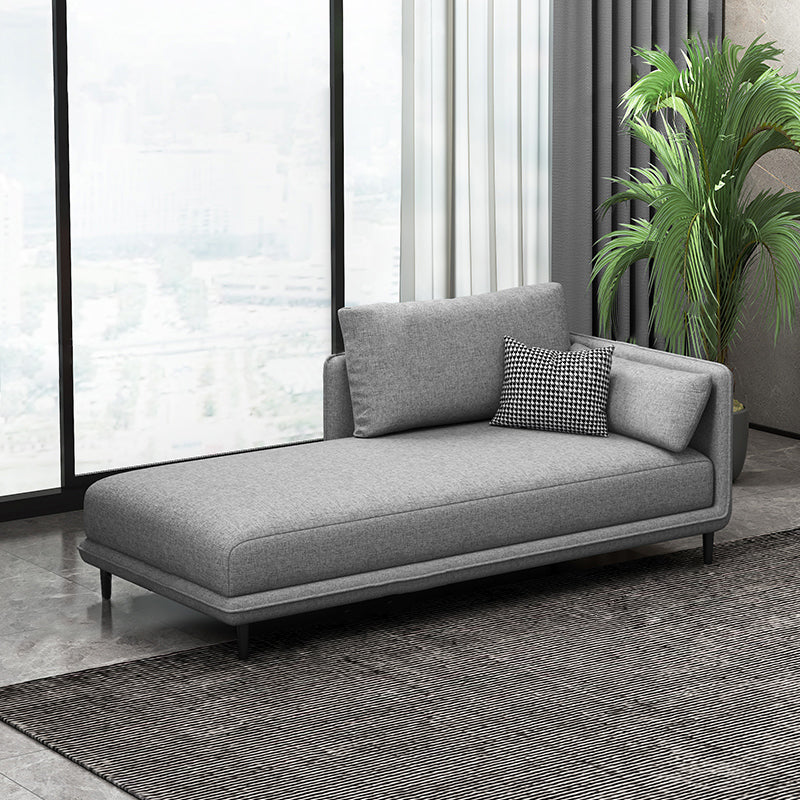 Nordic Cushioned Chaise Lounge Pine Chaise with Recessed Arms for Bedroom and Living Room