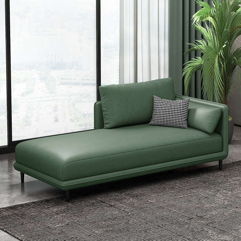 Nordic Cushioned Chaise Lounge Pine Chaise with Recessed Arms for Bedroom and Living Room