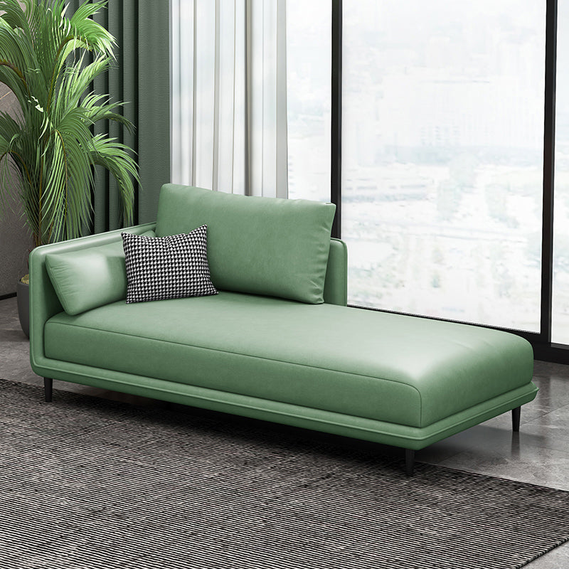 Nordic Cushioned Chaise Lounge Pine Chaise with Recessed Arms for Bedroom and Living Room