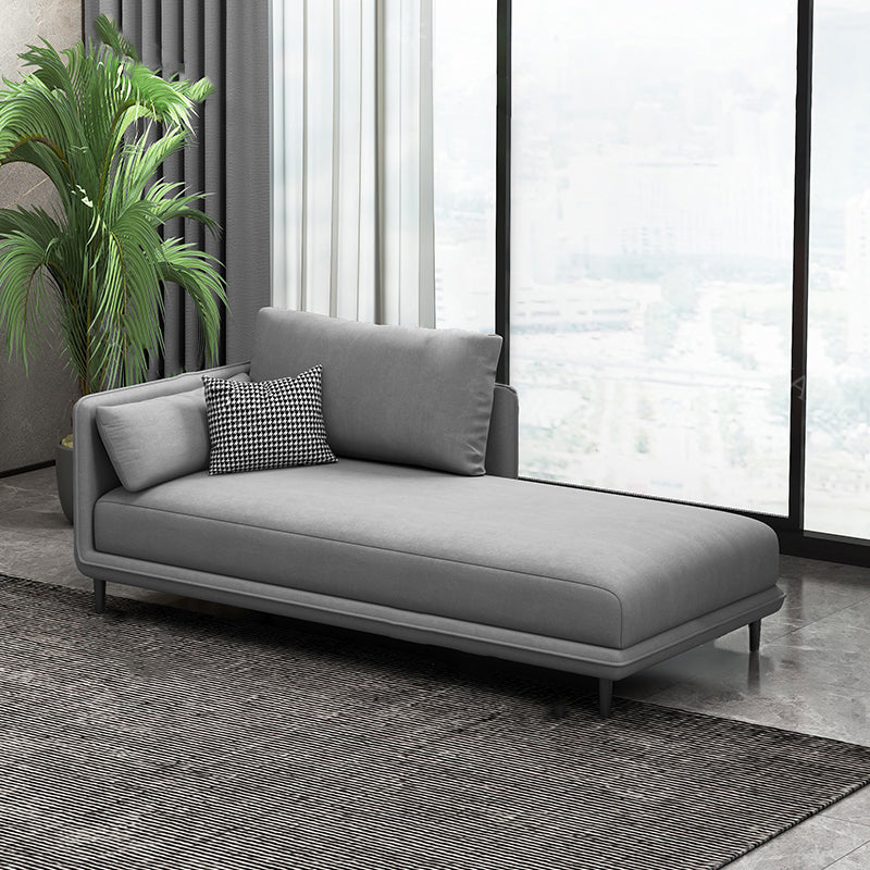 Nordic Cushioned Chaise Lounge Pine Chaise with Recessed Arms for Bedroom and Living Room