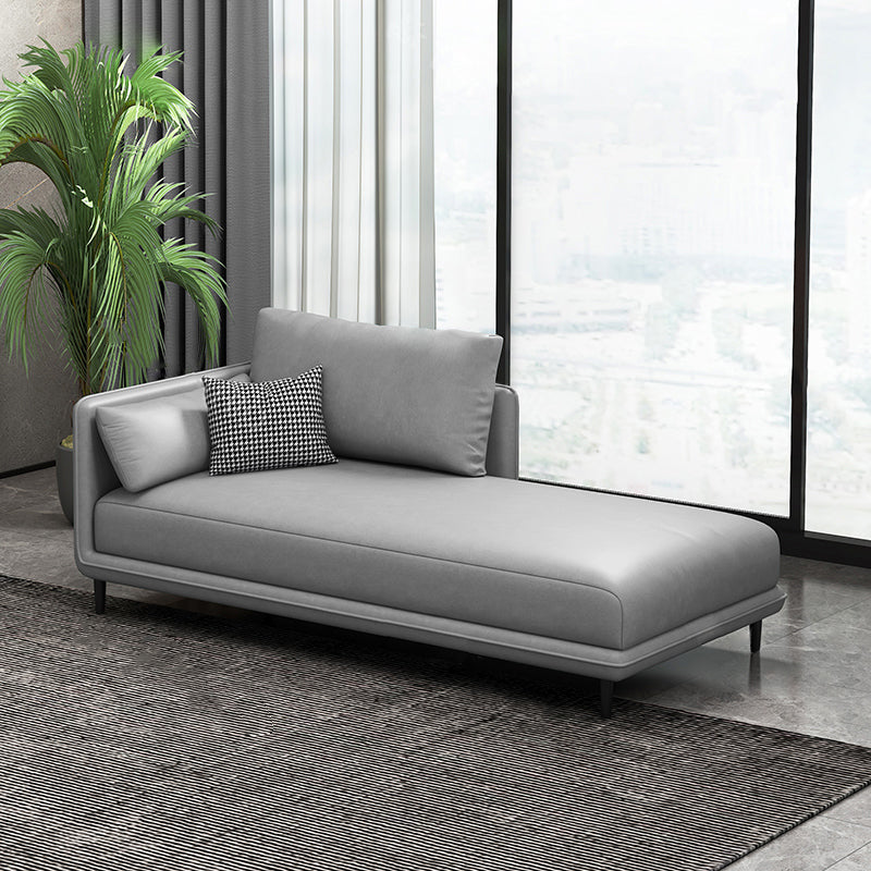 Nordic Cushioned Chaise Lounge Pine Chaise with Recessed Arms for Bedroom and Living Room