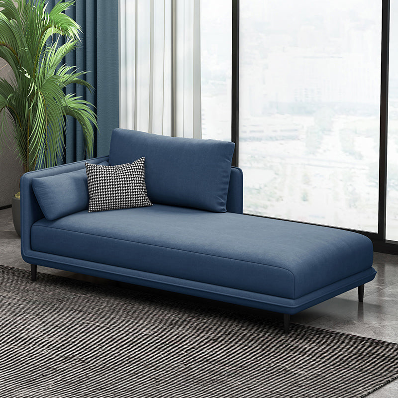 Nordic Cushioned Chaise Lounge Pine Chaise with Recessed Arms for Bedroom and Living Room