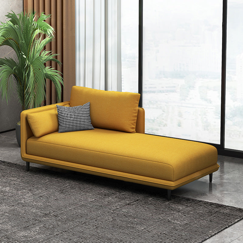 Nordic Cushioned Chaise Lounge Pine Chaise with Recessed Arms for Bedroom and Living Room