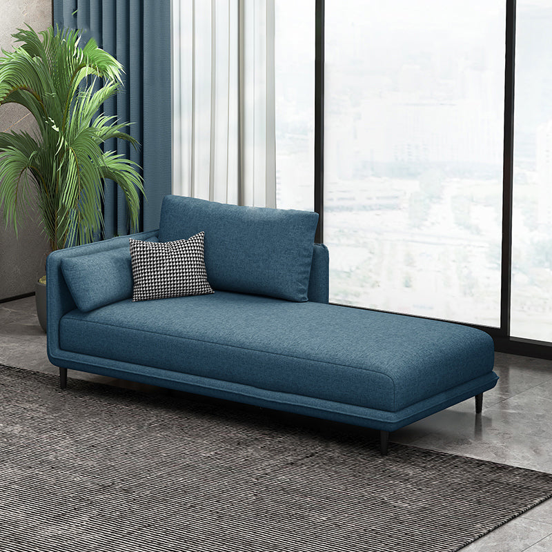Nordic Cushioned Chaise Lounge Pine Chaise with Recessed Arms for Bedroom and Living Room