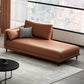 Nordic Cushioned Chaise Lounge Pine Chaise with Recessed Arms for Bedroom and Living Room