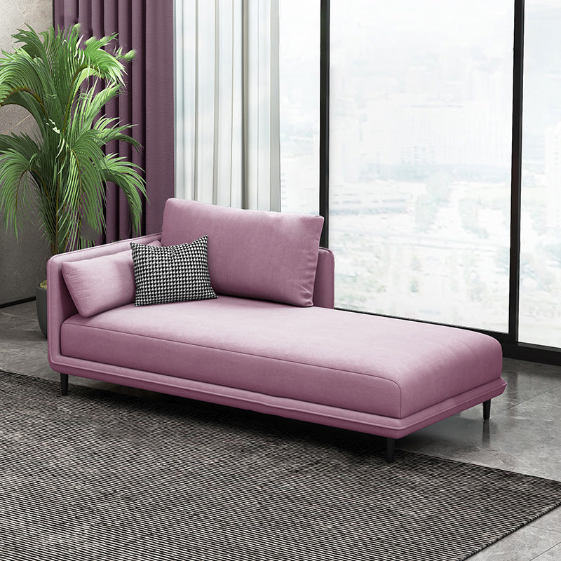 Nordic Cushioned Chaise Lounge Pine Chaise with Recessed Arms for Bedroom and Living Room