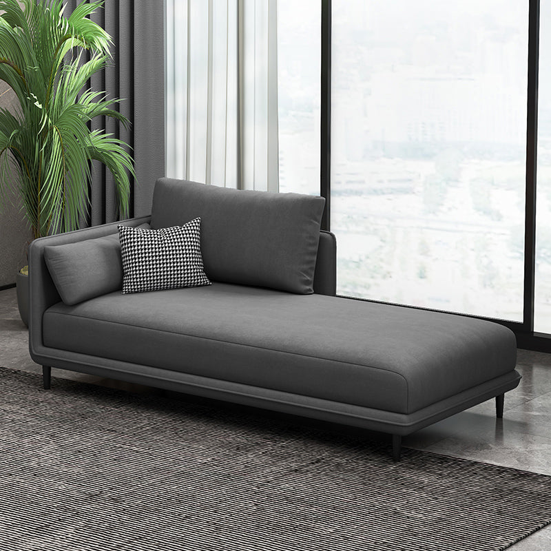 Nordic Cushioned Chaise Lounge Pine Chaise with Recessed Arms for Bedroom and Living Room