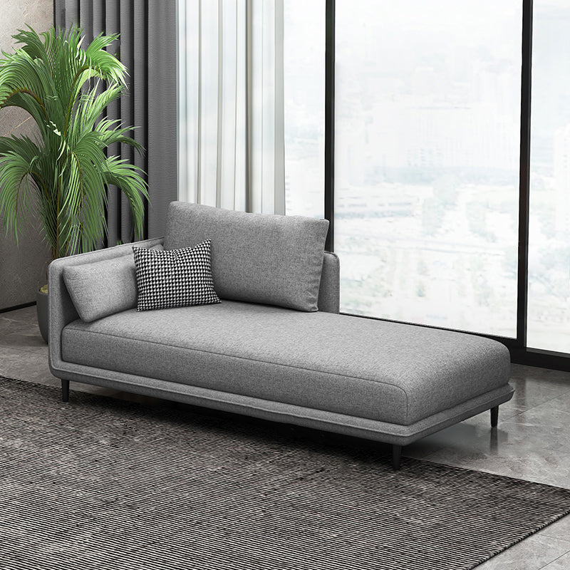 Nordic Cushioned Chaise Lounge Pine Chaise with Recessed Arms for Bedroom and Living Room