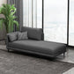 Nordic Cushioned Chaise Lounge Pine Chaise with Recessed Arms for Bedroom and Living Room