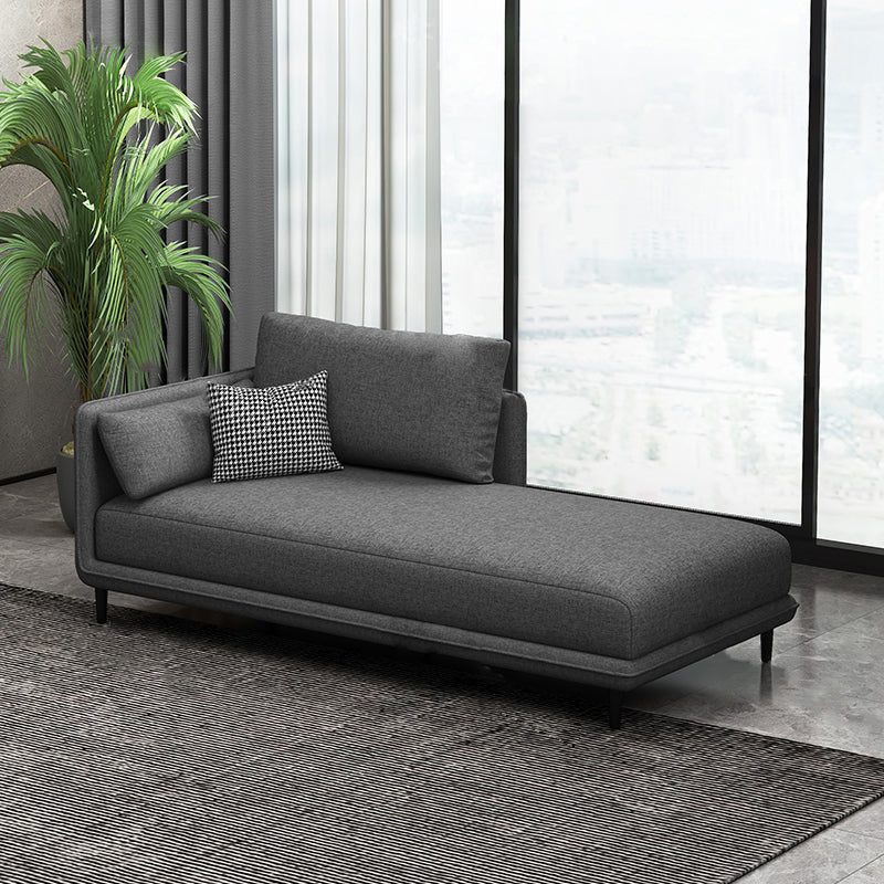 Nordic Cushioned Chaise Lounge Pine Chaise with Recessed Arms for Bedroom and Living Room