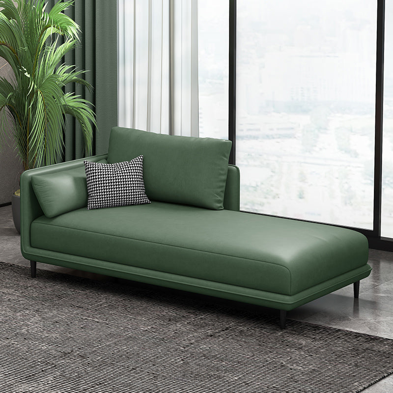 Nordic Cushioned Chaise Lounge Pine Chaise with Recessed Arms for Bedroom and Living Room