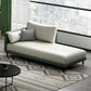 Nordic Cushioned Chaise Lounge Pine Chaise with Recessed Arms for Bedroom and Living Room
