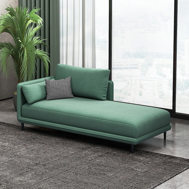 Nordic Cushioned Chaise Lounge Pine Chaise with Recessed Arms for Bedroom and Living Room