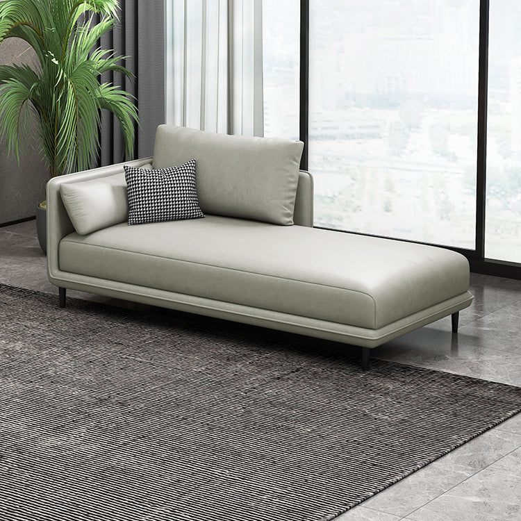 Nordic Cushioned Chaise Lounge Pine Chaise with Recessed Arms for Bedroom and Living Room
