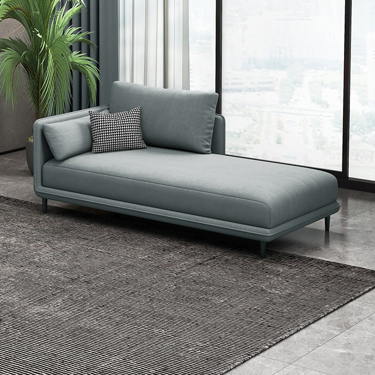 Nordic Cushioned Chaise Lounge Pine Chaise with Recessed Arms for Bedroom and Living Room