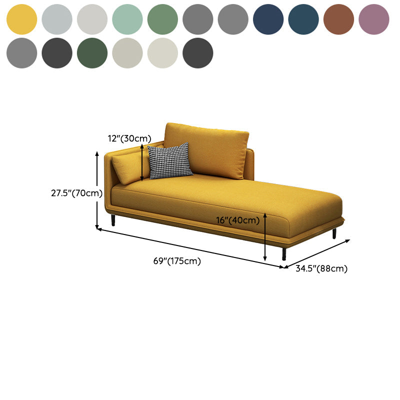 Nordic Cushioned Chaise Lounge Pine Chaise with Recessed Arms for Bedroom and Living Room