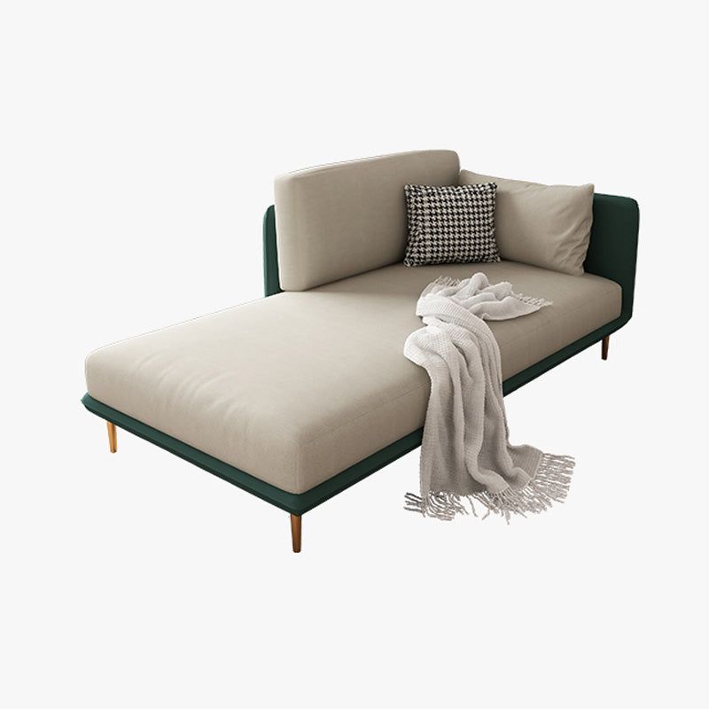 Nordic Style Faux Leather Chaise Square Arms Chaise in Solid Color Green Right-Arm Chaise Clearhalo 'Chairs & Seating' 'Chaise Lounge' 'chaise_lounge' 'furn' 'furn_chaise_lounge' 'Furniture' 'Living Room Furniture' 7066520