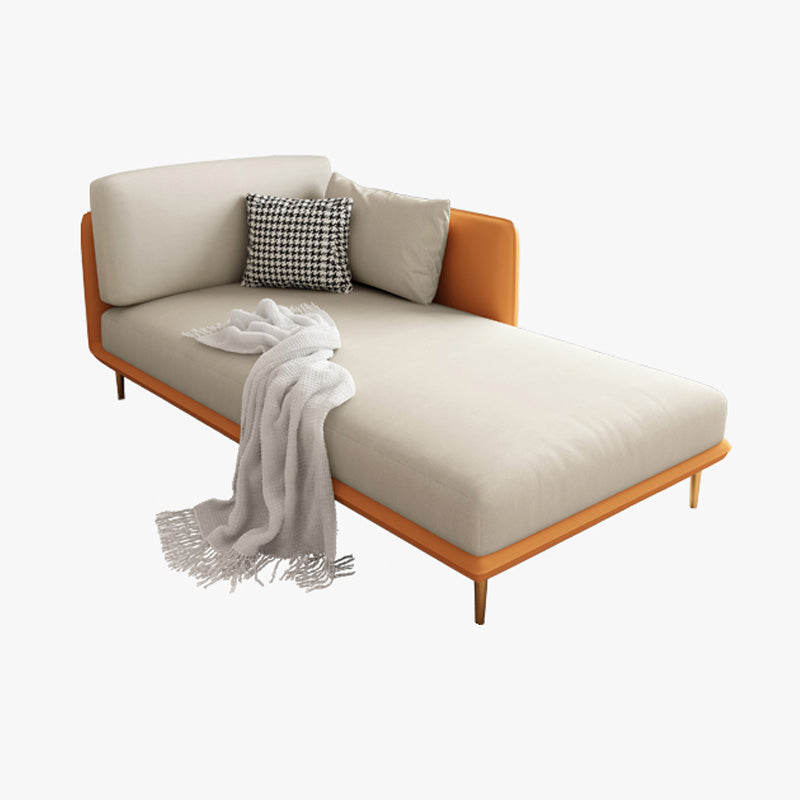 Nordic Style Faux Leather Chaise Square Arms Chaise in Solid Color Orange Left-Arm Chaise Clearhalo 'Chairs & Seating' 'Chaise Lounge' 'chaise_lounge' 'furn' 'furn_chaise_lounge' 'Furniture' 'Living Room Furniture' 7066521
