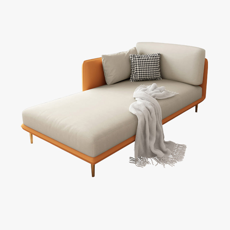 Nordic Style Faux Leather Chaise Square Arms Chaise in Solid Color Orange Right-Arm Chaise Clearhalo 'Chairs & Seating' 'Chaise Lounge' 'chaise_lounge' 'furn' 'furn_chaise_lounge' 'Furniture' 'Living Room Furniture' 7066523