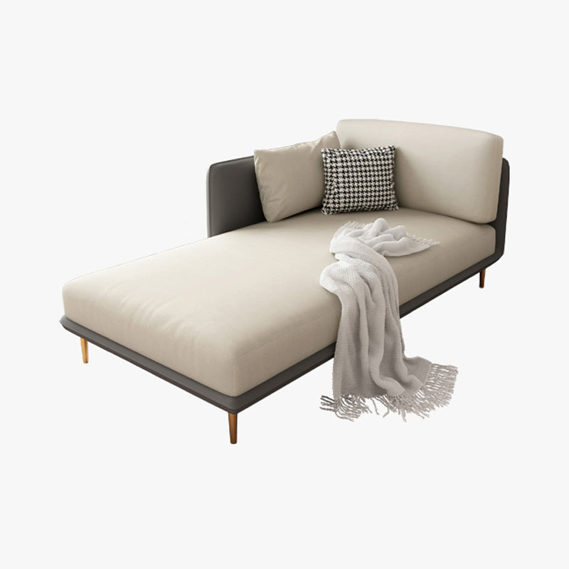 Nordic Style Faux Leather Chaise Square Arms Chaise in Solid Color Grey Right-Arm Chaise Clearhalo 'Chairs & Seating' 'Chaise Lounge' 'chaise_lounge' 'furn' 'furn_chaise_lounge' 'Furniture' 'Living Room Furniture' 7066527