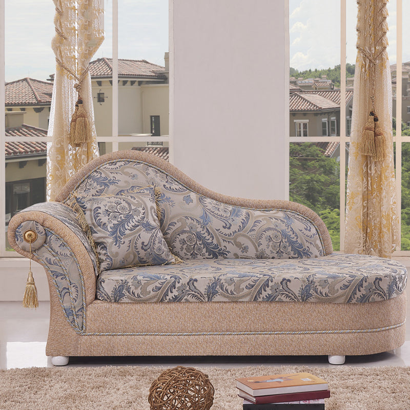 Bohemian Style Chaise Lounge Upholstered Chaise with Rolled Arms for Bedroom Chaise Left-Arm Chaise One Arm Clearhalo 'Chairs & Seating' 'Chaise Lounge' 'chaise_lounge' 'furn' 'furn_chaise_lounge' 'Furniture' 'Living Room Furniture' 7066538
