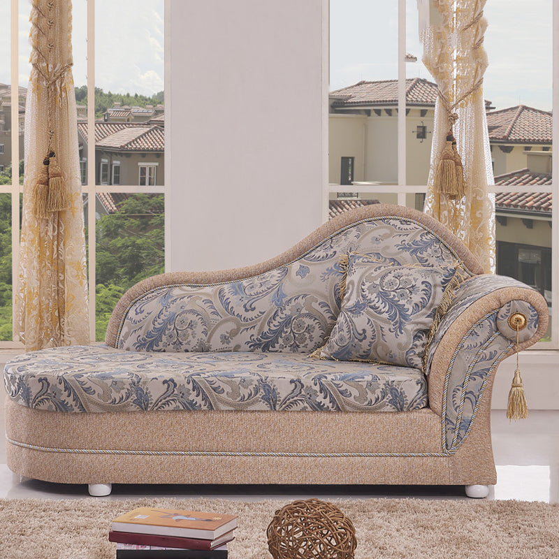 Bohemian Style Chaise Lounge Upholstered Chaise with Rolled Arms for Bedroom Chaise Right-Arm Chaise One Arm Clearhalo 'Chairs & Seating' 'Chaise Lounge' 'chaise_lounge' 'furn' 'furn_chaise_lounge' 'Furniture' 'Living Room Furniture' 7066539