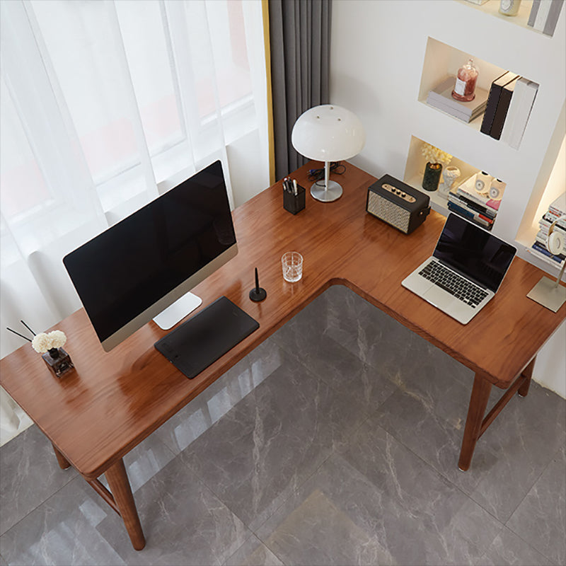 Zeitgenössischer Massivholz-Eckschreiber 29.53 Zoll großer Büroschreibtisch