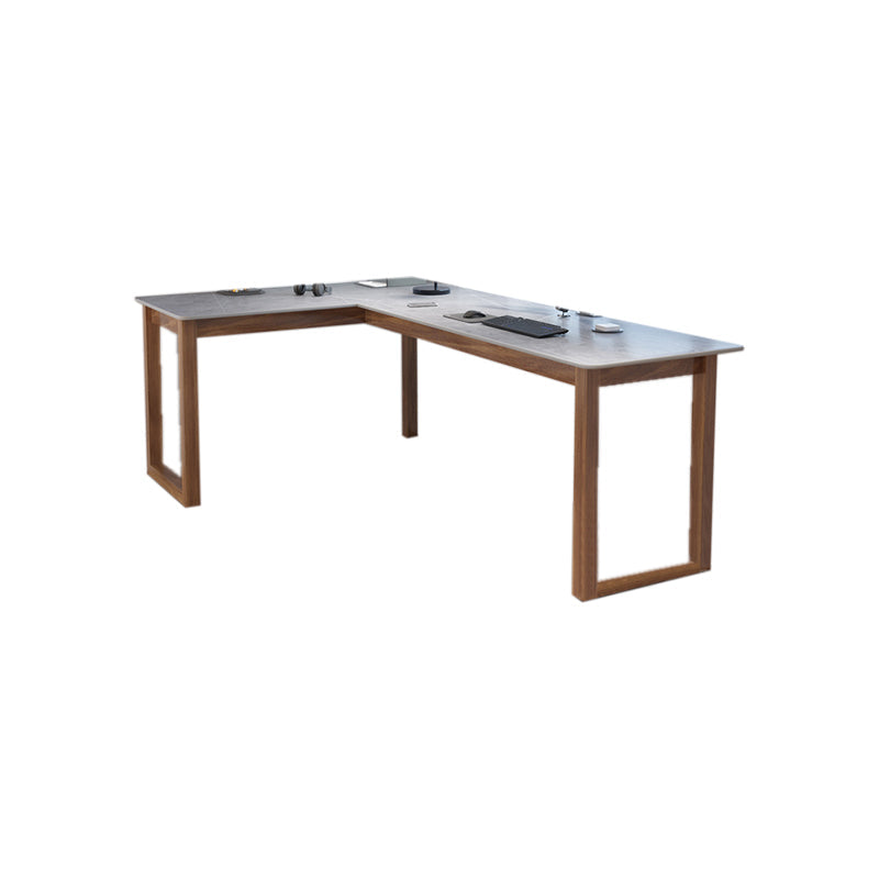 Modern Stone Writing Desk Corner 29.53-inch Tall Office Desk with Sled Base Left Hand Return Clearhalo 'furn' 'furn_office_desk' 'Furniture' 'Office Desks' 'Office Furniture' 'office_desk' 7066779