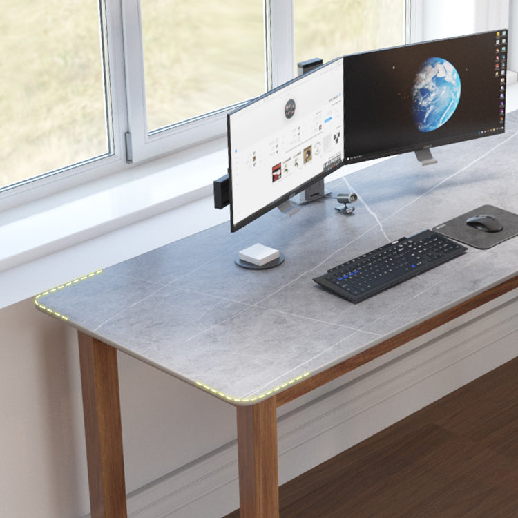 Modern Stone Writing Desk Corner 29.53-inch Tall Office Desk with Sled Base Clearhalo 'furn' 'furn_office_desk' 'Furniture' 'Office Desks' 'Office Furniture' 'office_desk' 7066784