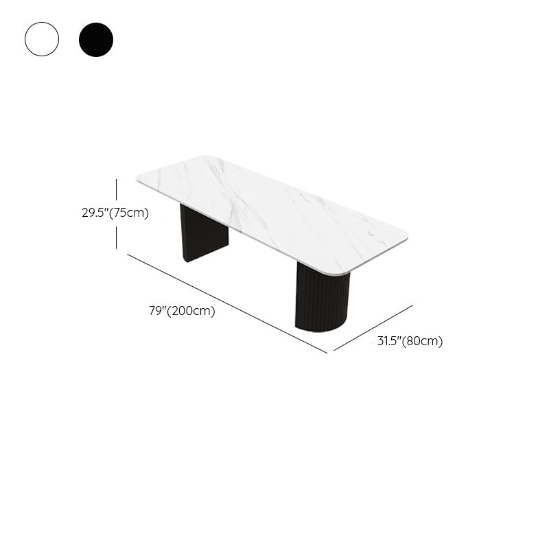 Table de conférence de forme rectangulaire de bureau en pierre avec 2 lames en noir / blanc
