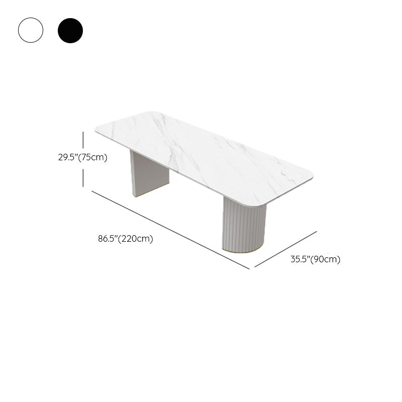 Table de conférence de forme rectangulaire de bureau en pierre avec 2 lames en noir / blanc