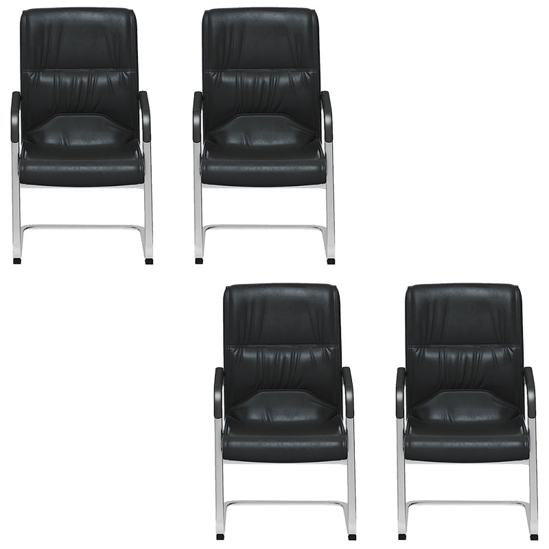 Sedia da ufficio a bracci fissi moderni in pelle senza ruote sedia da scrivania ergonomica