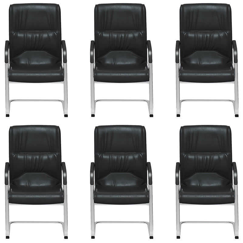 Sedia da ufficio a bracci fissi moderni in pelle senza ruote sedia da scrivania ergonomica