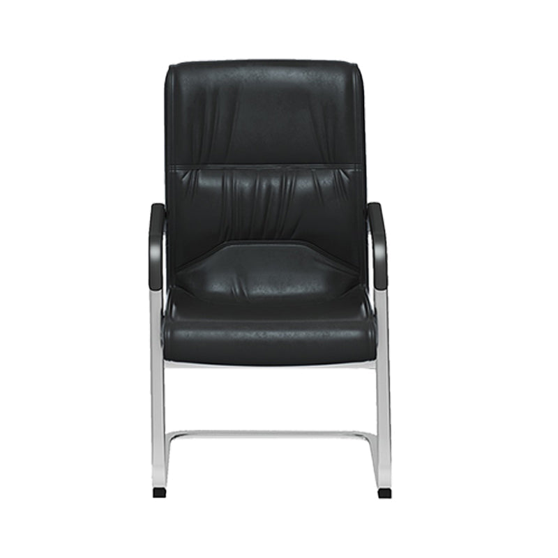 Sedia da ufficio a bracci fissi moderni in pelle senza ruote sedia da scrivania ergonomica