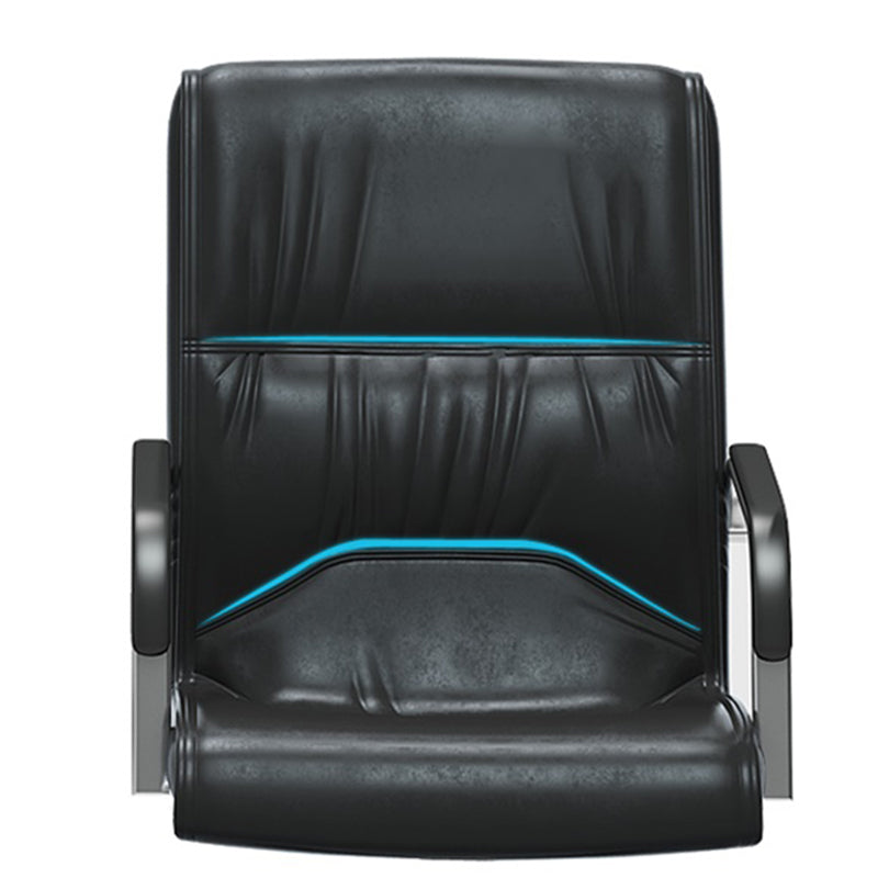 Sedia da ufficio a bracci fissi moderni in pelle senza ruote sedia da scrivania ergonomica