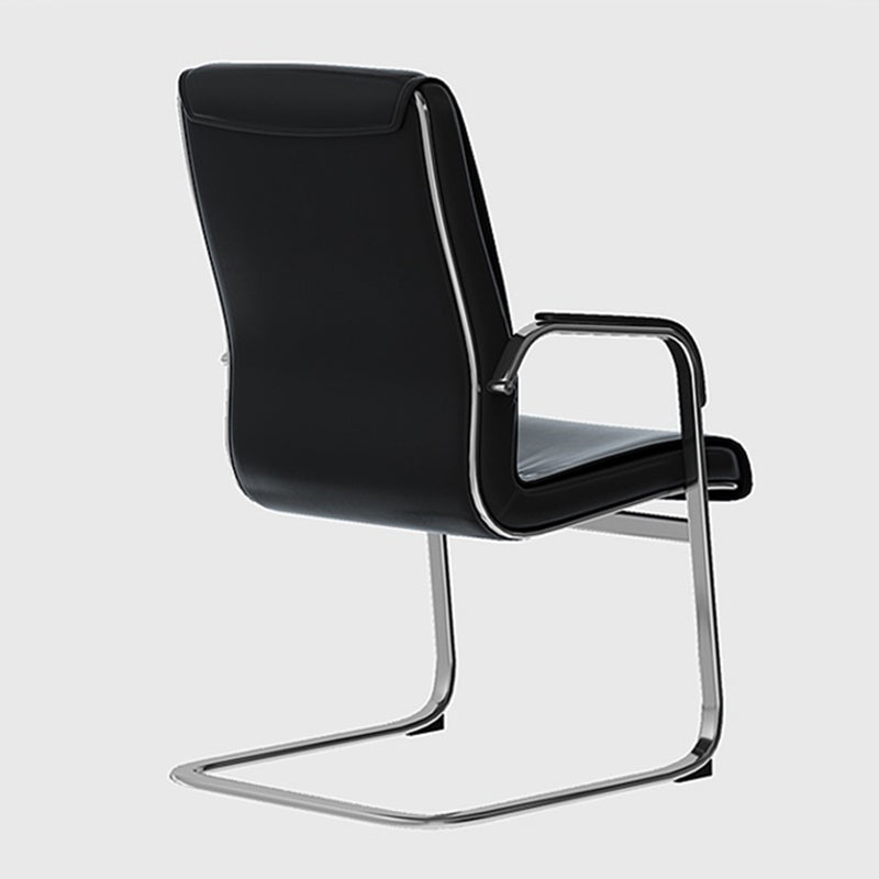 Sedia da ufficio a bracci fissi moderni in pelle senza ruote sedia da scrivania ergonomica