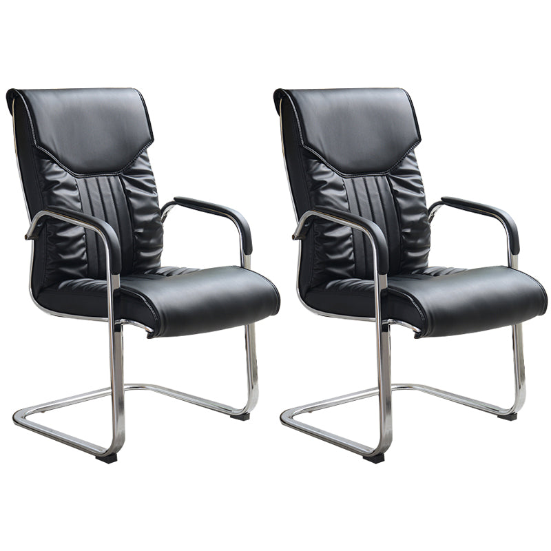 Chaise de bureau à armes fixes moderne sans roues chaise de bureau ergonomique en cuir