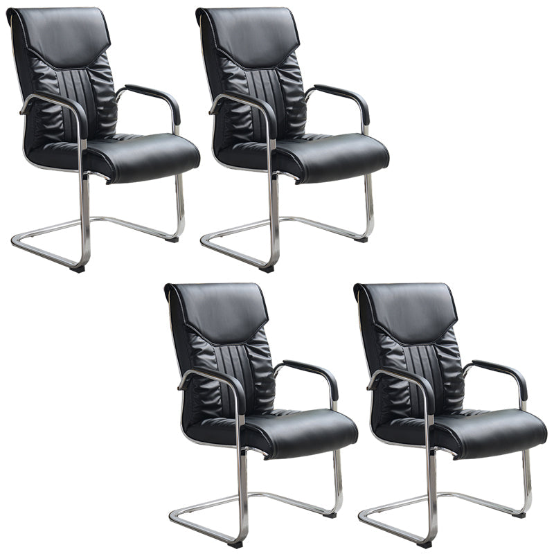 Chaise de bureau à armes fixes moderne sans roues chaise de bureau ergonomique en cuir