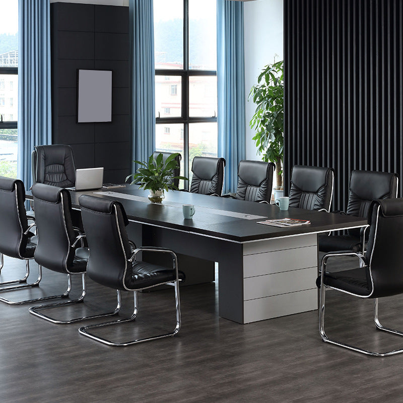 Chaise de bureau à armes fixes moderne sans roues chaise de bureau ergonomique en cuir