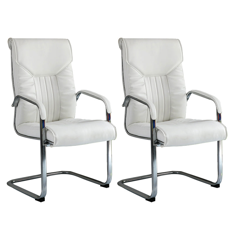 Chaise de bureau à armes fixes moderne sans roues chaise de bureau ergonomique en cuir