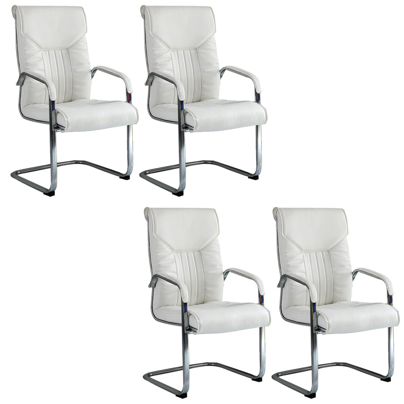 Chaise de bureau à armes fixes moderne sans roues chaise de bureau ergonomique en cuir