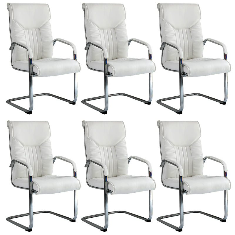 Chaise de bureau à armes fixes moderne sans roues chaise de bureau ergonomique en cuir