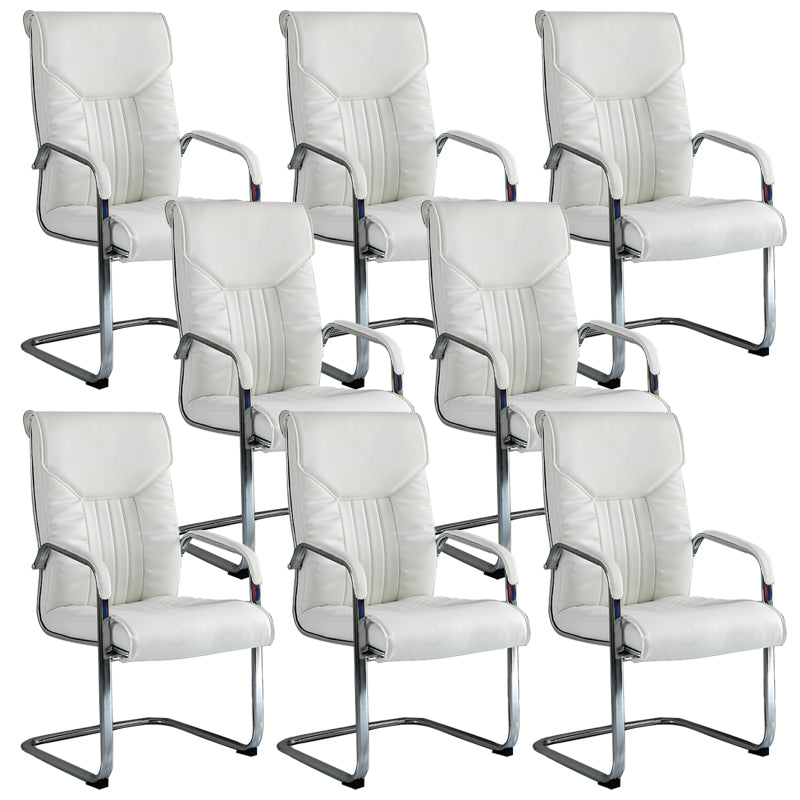 Chaise de bureau à armes fixes moderne sans roues chaise de bureau ergonomique en cuir