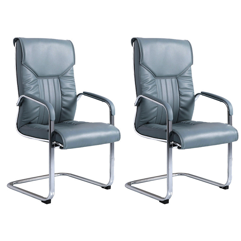 Chaise de bureau à armes fixes moderne sans roues chaise de bureau ergonomique en cuir