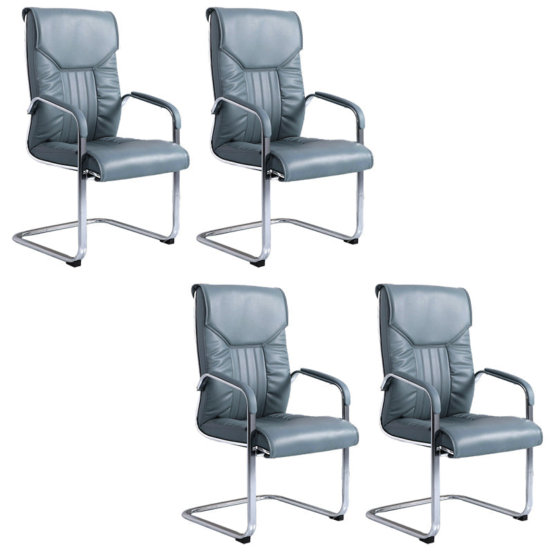 Chaise de bureau à armes fixes moderne sans roues chaise de bureau ergonomique en cuir